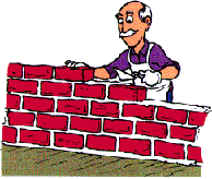 Bricklayer building a wall