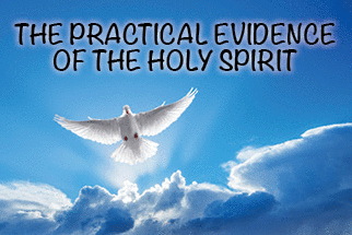 The title of this article IS THE PRACTICAL EVIDENCE OF THE HOLY SPIRIT White Dove in the air symbol of faith over shiny background.
