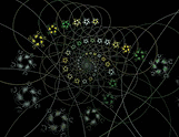 An abstract computer generated modern fractal design on dark background of the String theory