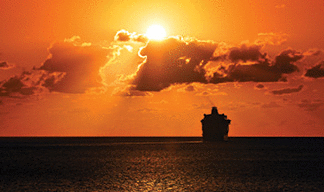 Cruise ship sailing into the sunset!