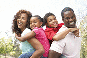 Portrait of a happy family in a park