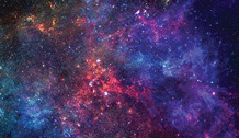 Planets and galaxy in a science fiction wallpaper.