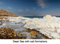 Salt formations in the Dead sea of Israel