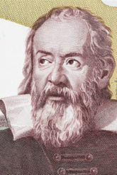 Galileo Galilei portrait from Italian money