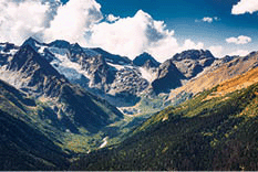 Stunning view of a Caucasus mountain range. 