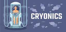 Futuristic cryogenic capsules or containers with humans on spaceship
