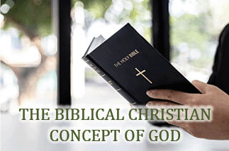 The title of this article is 'The Biblical Concept of God,' with a picture of a person holding a open Bible.