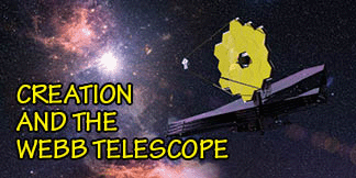 The title of this article is Creation and the Webb Telescope with a picture of a person holding a open Bible.