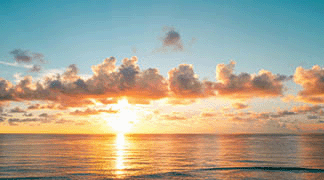 Cloudy sky on sea sunset or sunrise.