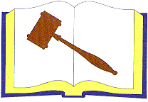 A gavel on a book