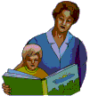 Mother, child reading