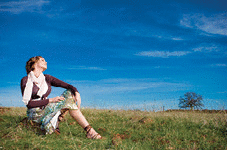 woman and landscape