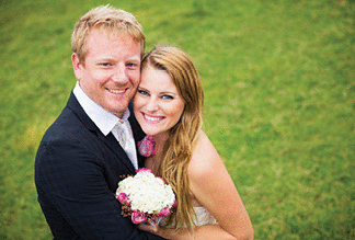 Young couple on their wedding day