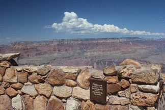 A view of the canyon with the wall with the Trail of time in the foreground
