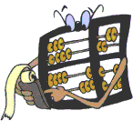 Abacus with eyes and hands calculating