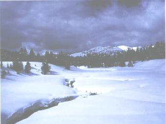 Snow covered valley in the Mountains