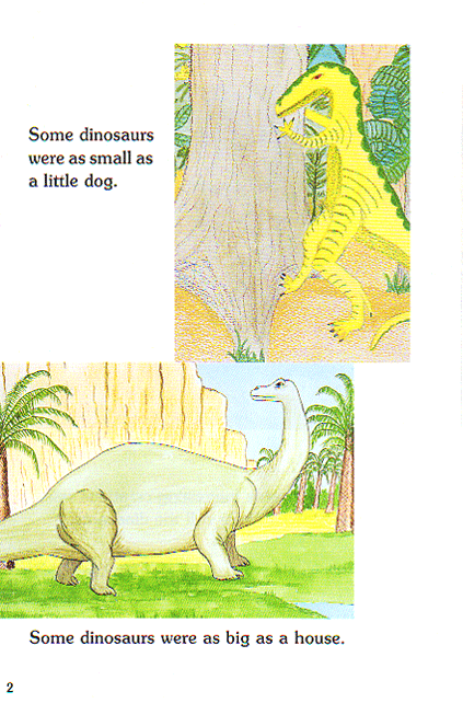 Two pictures of dinosaurs of different sizes.